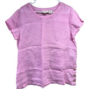 Cynthia Rowley Women's Pink 100% Linen Top Medium